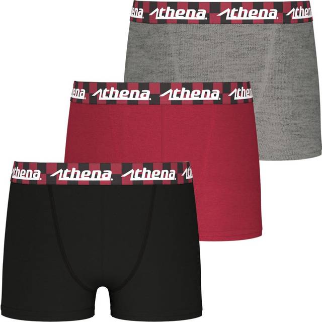 Pack of 3 Easy Fun Boxers - Black + red + grey - 10Y (138CM)