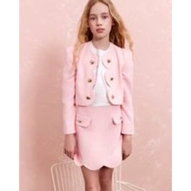 River Island Girls Pink Scalloped Blazer Skirt Set - 9-10 Yrs