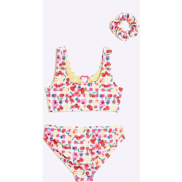 River Island Girls Gingham Fruit Bikini - Orange, Orange, Size 7-8 Years - 7-8 YEARS