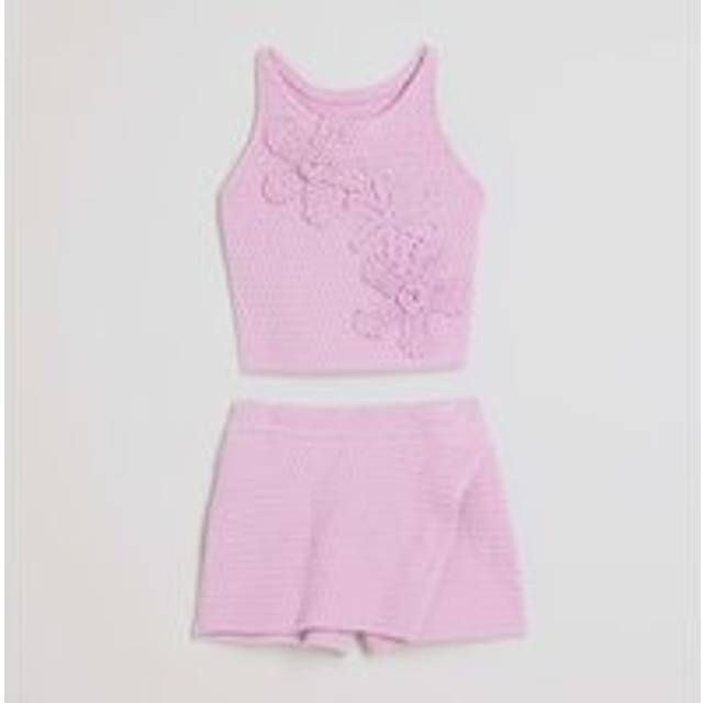 River Island Mini Girls Purple Crochet Floral Set - 18-24 Mths