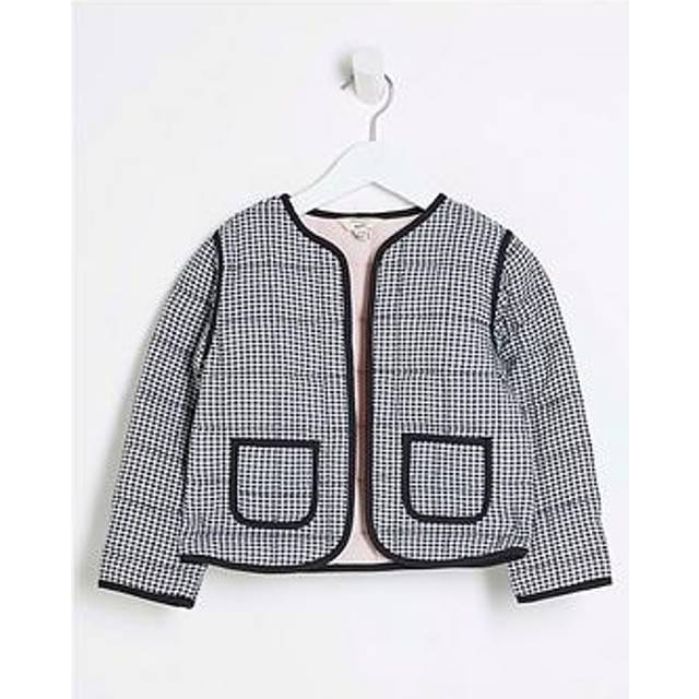 River Island Mini Girls Black Gingham Quilted Jacket - 3-4 Yrs