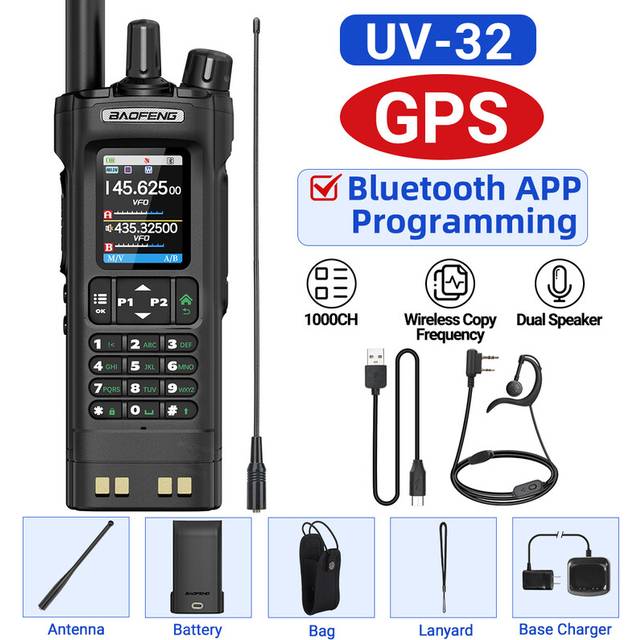 (Add H-771) UV-32 Walkie Talkie 10W GPS Long Range Multi Band Bluetooth Wireless Programming Frequency Type-c Portable