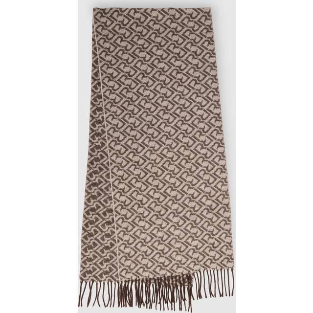 Reiss Bowen Logo Wool Blend Scarf, Dark Brown