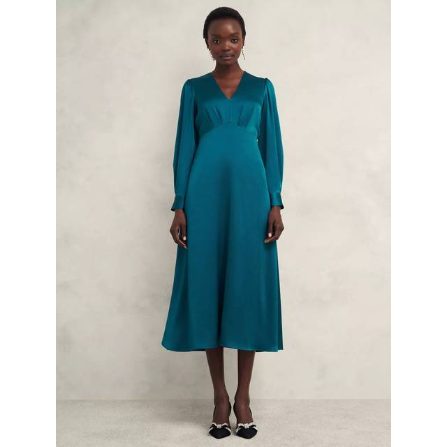 Hobbs Anais Hammered Satin Dress, Kyanite Blue