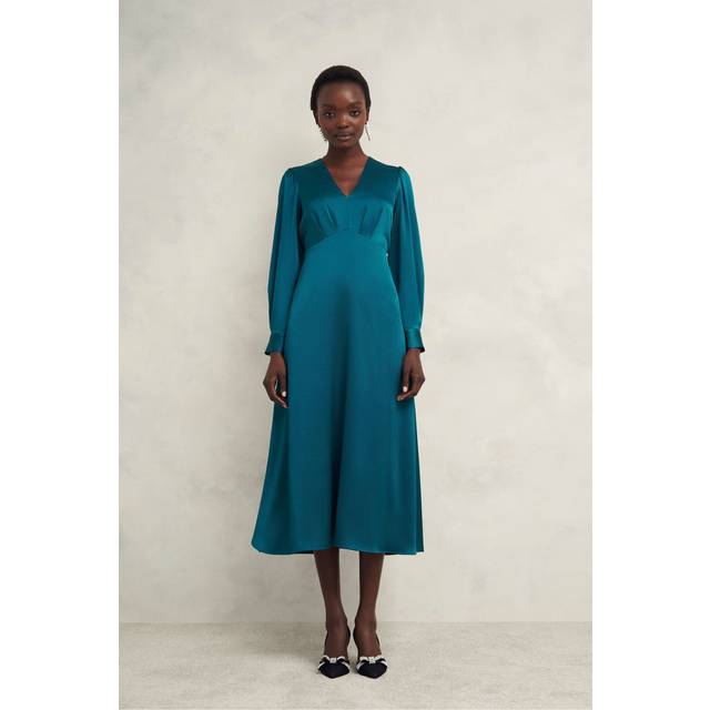 Hobbs Anais Hammered Satin Dress, Kyanite Blue