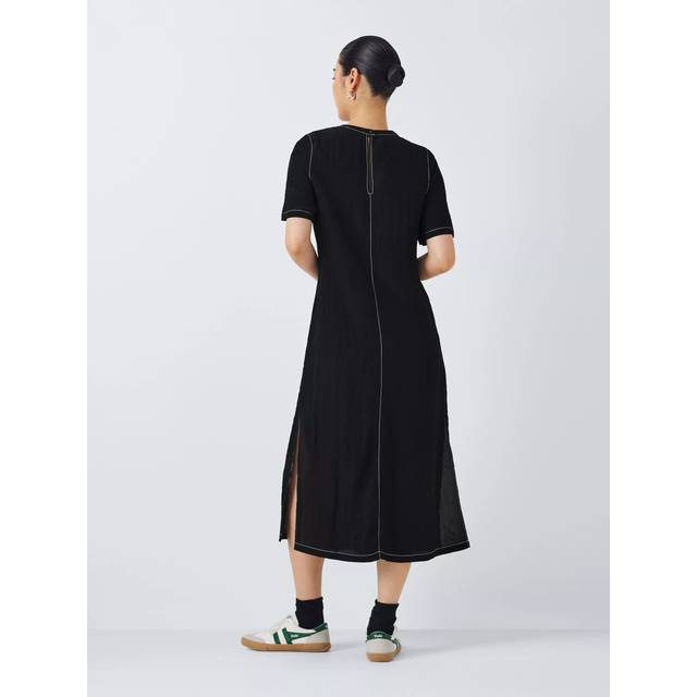 John Lewis ANYDAY Contrast Stitch T-Shirt Maxi Dress, Black