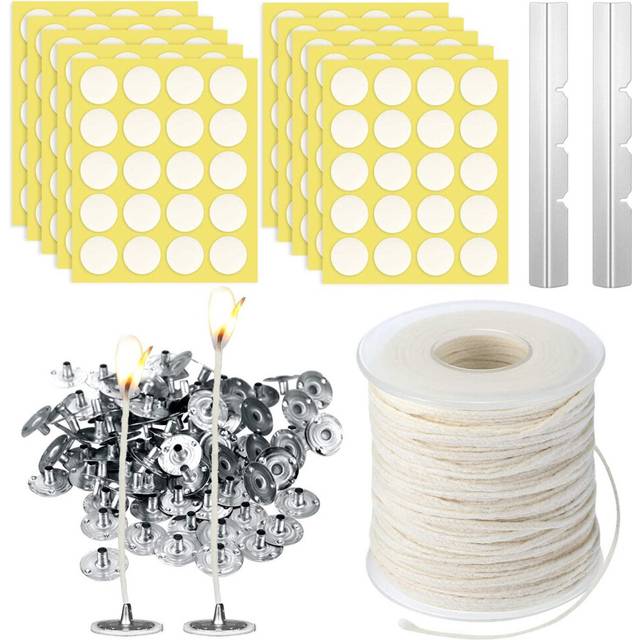 Candle Making Kit,Braided Wick,Wick Sustainer Tabs,Wick Stickers,Candle Wicks Holder for DIY Handmade Kit