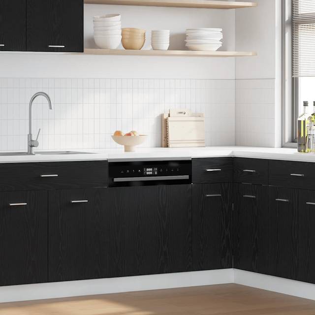 vidaXL Diskmaskinspanel “Lyon” svart ek 60x1,5x67 cm konstruerat trä