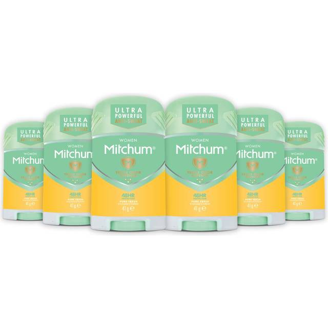 Revlon Mitchum Women Triple Odor Defense 48HR Protection Deodorant Stick and Antiperspirant Pure Fresh, Dermatologist Tested, 41 g (Pack of 6)