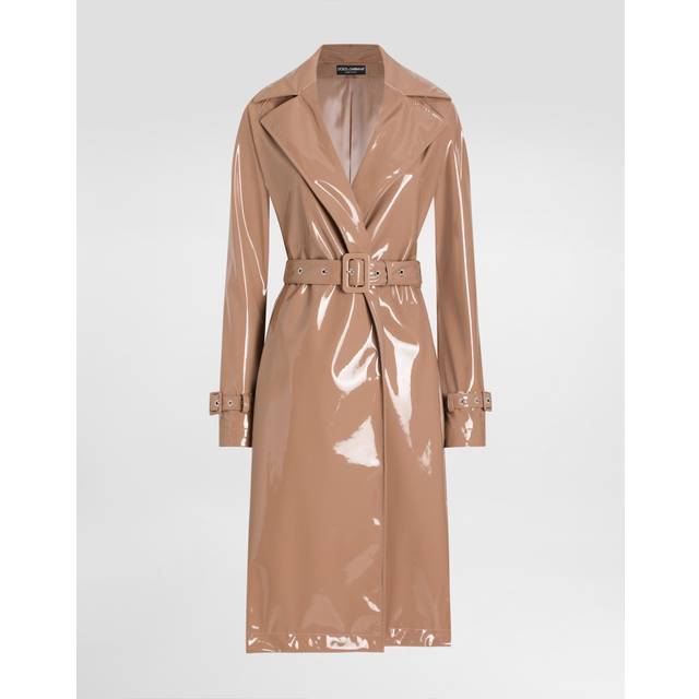 Dolce & Gabbana Coated Faux Leather Trench Coat - Woman Coats And Jackets Blush 44