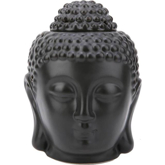 Black Buddha Head Shaped Essential Oil Burner Incense Diffuser Candle Holder