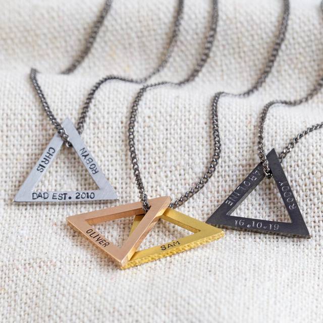 Men's Personalised Triangle Pendant Necklace - rose gold/gold/silver - one size