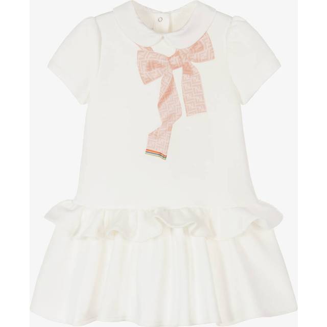 Fendi Baby Girls White Cotton Bow Dress - 9 month