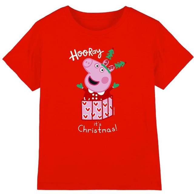 Peppa Pig Childrens/Kids Present Christmas T-Shirt 3-4 Years röd