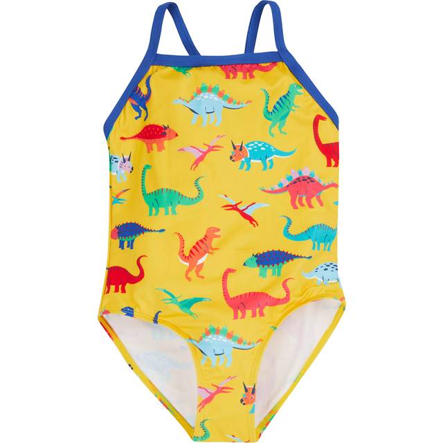 Frugi Kids' Ruby Dinosaur Print Swimsuit, Yellow/Multi