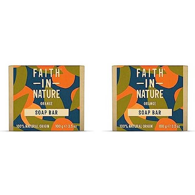 Faith In Nature Natural Orange Hand Soap Bar, Detoxifying, Vegan and Cruelty Free, No SLS or Parabens, 100 g (Pack of 2)