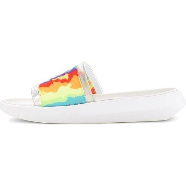 (WMNS) UGG Slide Cali Collage Outdoor Flat Heel Sandals Rainbow Stripe 1120001-RSTR - Default Color - 7