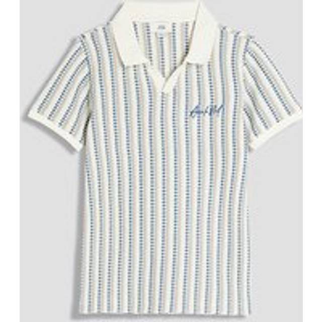 River Island Boys Blue Notch Striped Polo Shirt - 5-6 Yrs