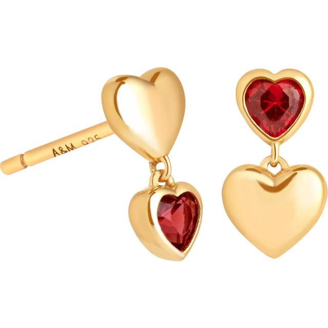 Astrid & Miyu Gemstone Heart Drop Stud Earrings, Yellow Gold