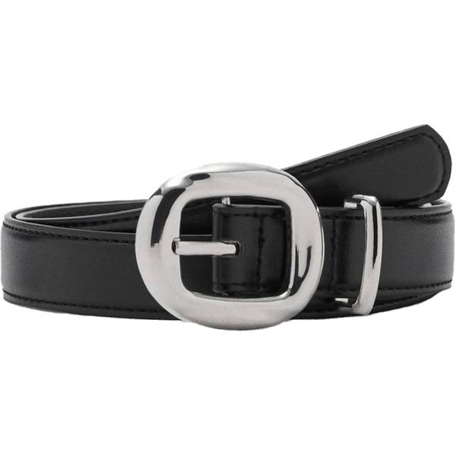 Rounded buckle belt black - Woman - M - MANGO - Black