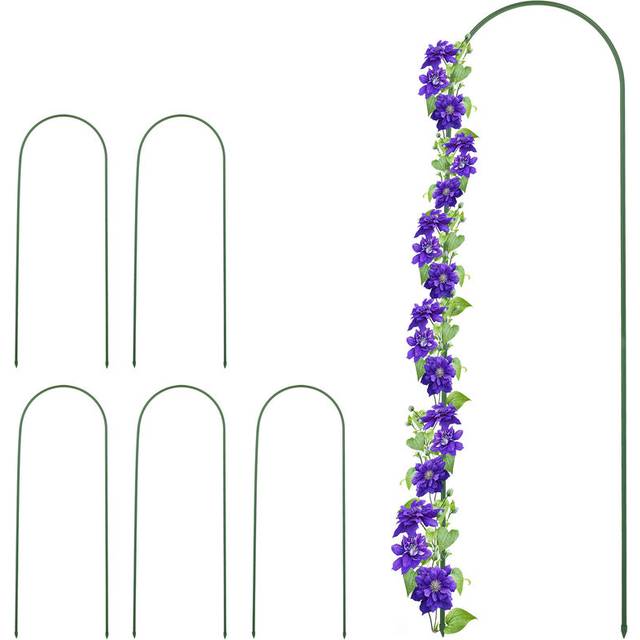 Relaxdays - Trellis, Set of 6, HxW: 120 x 32 cm, Metal, Climbing Frame for Plants, Arched Shape, Free Standing, Green