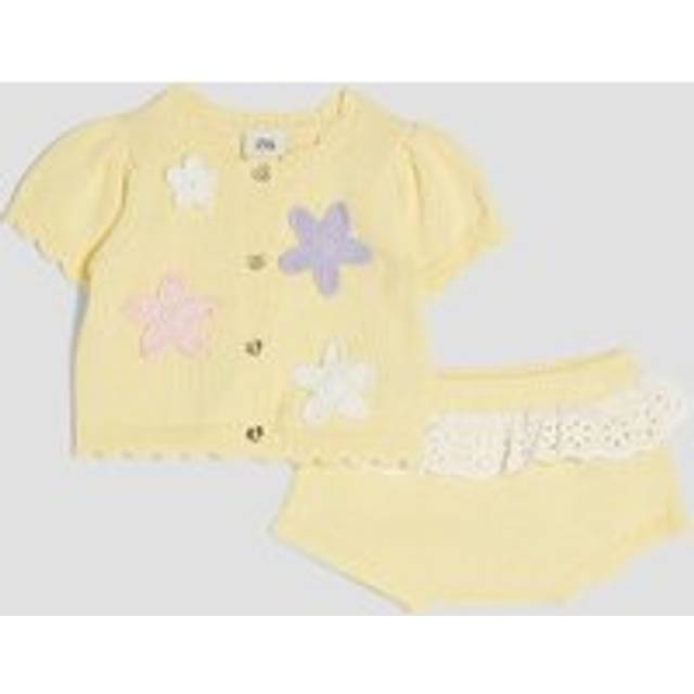 River Island Baby Girls Yellow Crochet Floral Set - 12-18 Mths