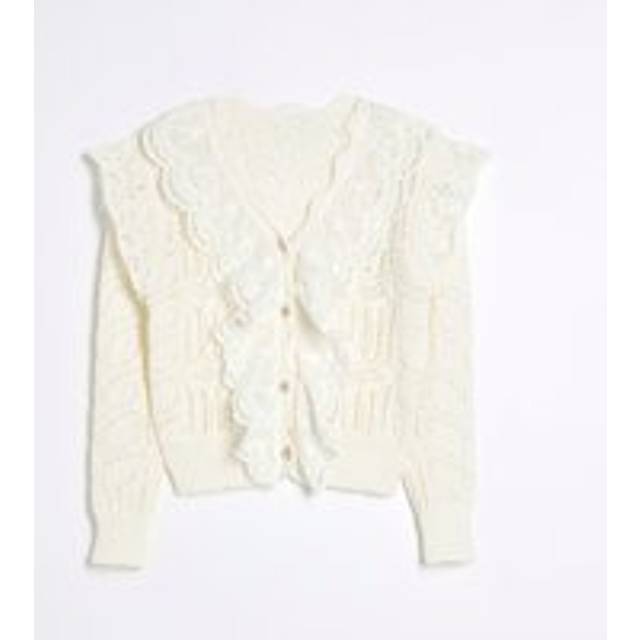 River Island Girls Cream Lace Frill Cardigan - 11-12 Yrs