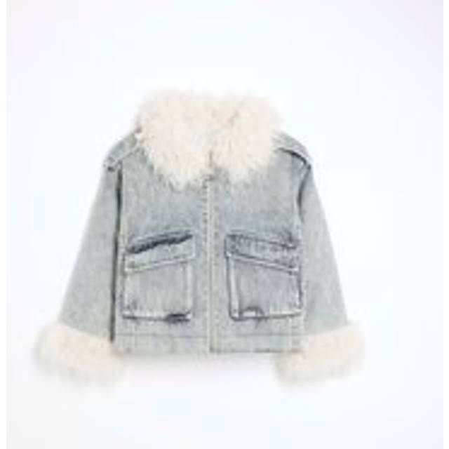 River Island Girls Blue Faux Fur Trimmed Denim Jacket - 5-6 Yrs