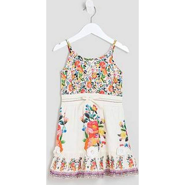 River Island Mini Girls White Del Maar Floral Dress - 4-5 Yrs