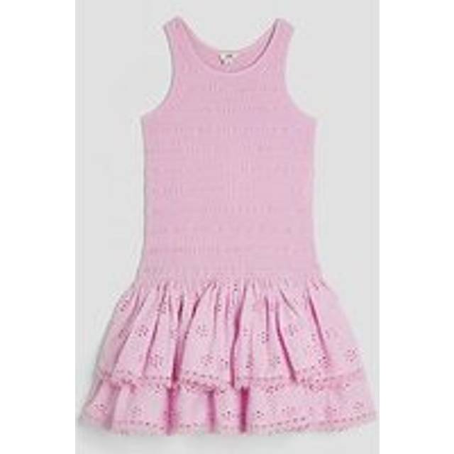 River Island Girls Purple Shirred Broderie Rara Dress - 10 Yrs