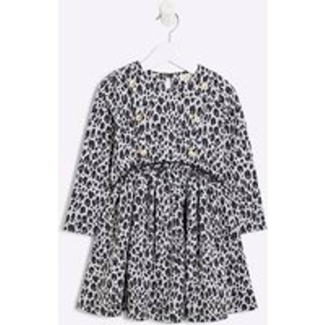 River Island Mini Girls Grey Leopard Smock Dress - 18-24 Mths
