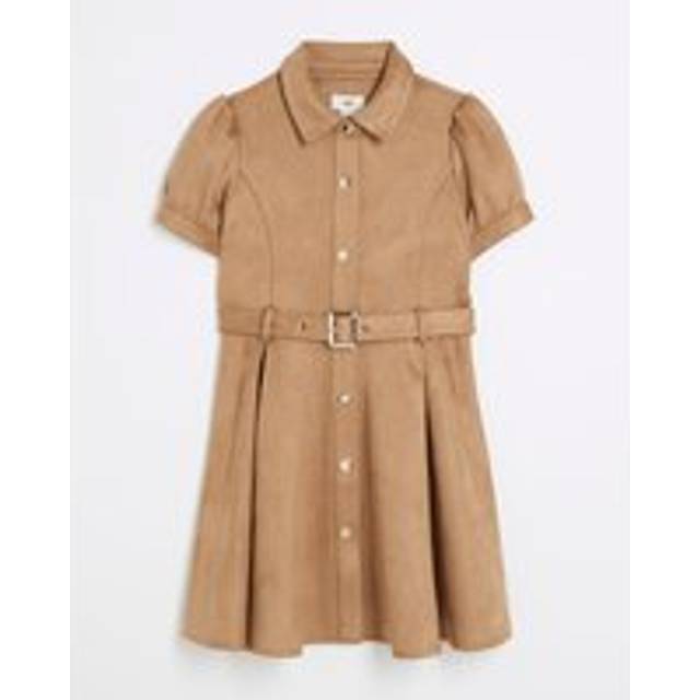 River Island Girls Brown Suedette Skater Dress - 7 Yrs
