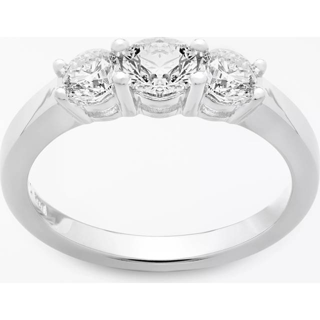 Mogul 18ct White Gold Round Brilliant Diamond Trilogy Engagement Ring, 1ct