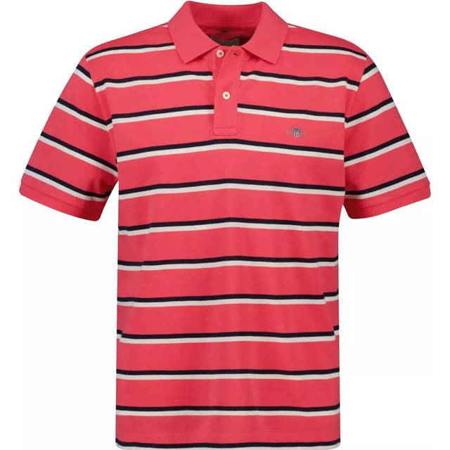 GANT Striped Polo Shirt, Watermelon Red