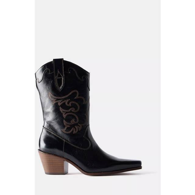 Mint Velvet Leather Stitched Cowboy Boots