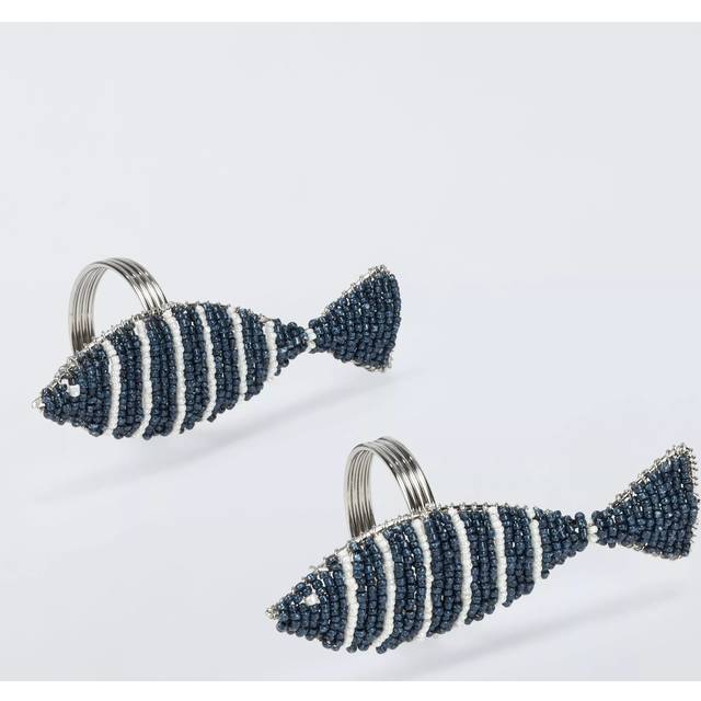 John Lewis Beaded Fish Napkin Ring, Set of 2, Blue