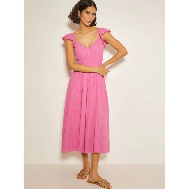 Monsoon Marlee Ruffle Midi Sun Dress, Pink
