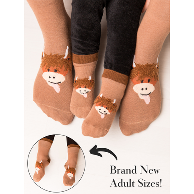 Blade & Rose Neutral Highland Cow Socks 2-3 Years - Brown
