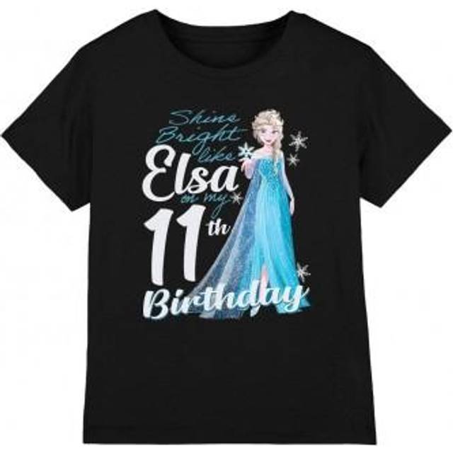 (5-6 Years, Black) Frozen Childrens/Kids Bright Like Elsa 11th Birthday T-Shirt