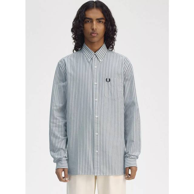 FRED PERRY Stripe Oxford Shirt |Marinblå |M