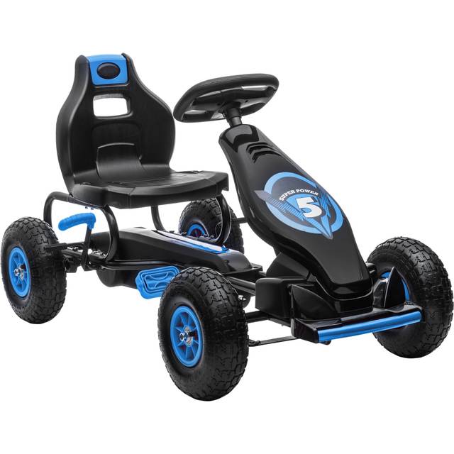 Homcom Kids Pedal Go Kart, With Adjustable Seat, Inflatable Tyres - Blue