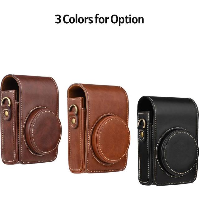 Portable Camera Case Carry Bag Synthetic Leather with Shoulder Strap Replacement for Sony RX100/ brown