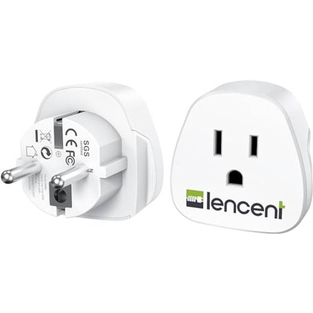 LENCENT 2 st Reseadapter USA till Sverige/EU Adapter, Typ C/E/F Laddningsadapter för Dator, Mobiltelefon Travel Adapter, Strömadapter för Amerika US Japan Kanada Mexiko Thailand kontakt till Sverige