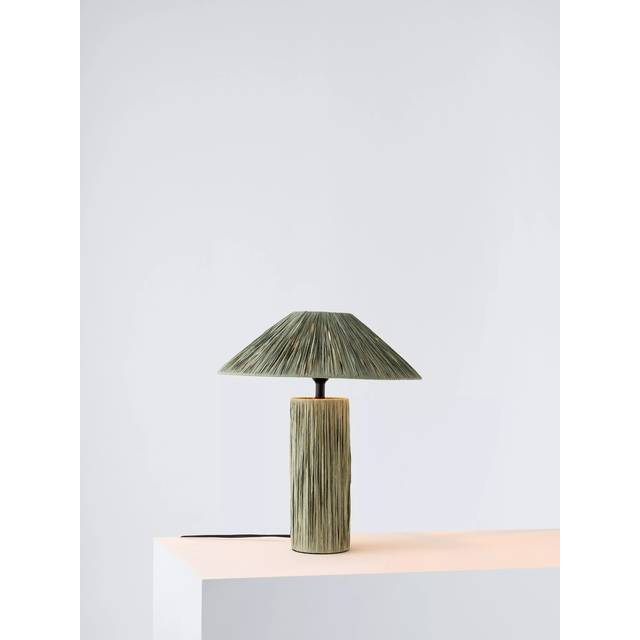 John Lewis Raffia Table Lamp, Green