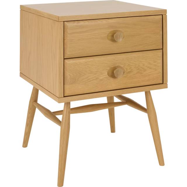ercol for John Lewis Hambledon Bedside 2 Drawer Bedside Table, Oak