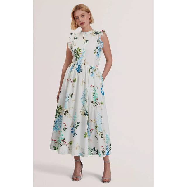 Ted Baker Giolia Leaves Midi Dress, White