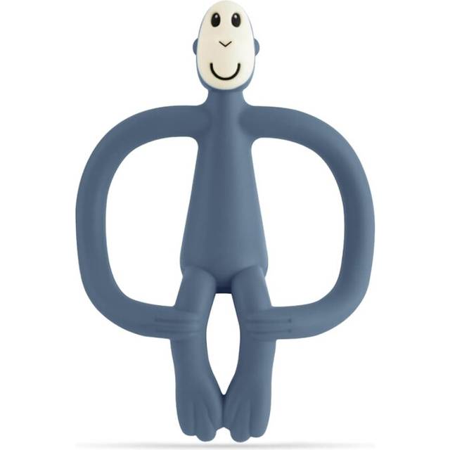 Matchstick Monkey, Original Teether & Gel Applicator, Antimicrobial Silicone Teething Toys for Baby, Easy 3 Months Old+, 10.5 cm, Airforce Blue Monkey