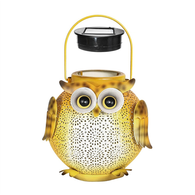 1Pcs Iron Art Solar Owl Ground Light Crafts Garden Lawn Outdoor Decorative Lamp LED Hanging Landscape