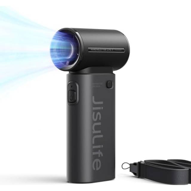 JISULIFE Handheld Turbo Fan,Super Strong Wind,5 Speeds,Long Battery Life,5000mAh,USB - black
