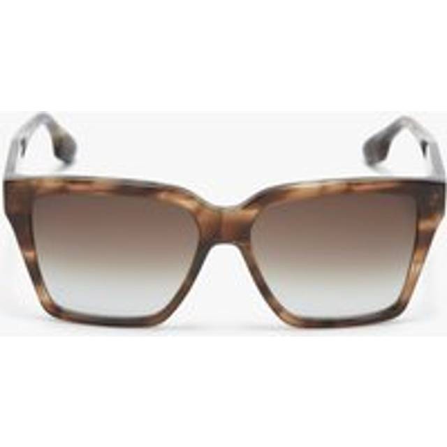 Victoria Beckham Soft Square Frame Sunglasses In Striped Khaki Havana